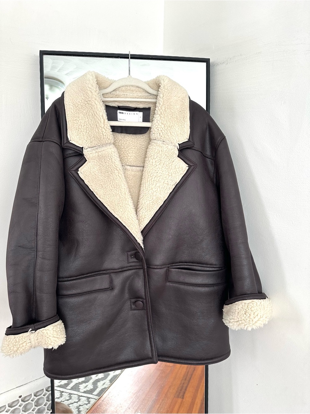 Asos Dark brown fully lined faux leather jacket by ASOS size S